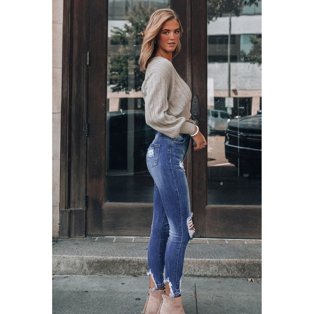 Dark-Blue-Washed-Distressed-Slits-Skinny-Jeans