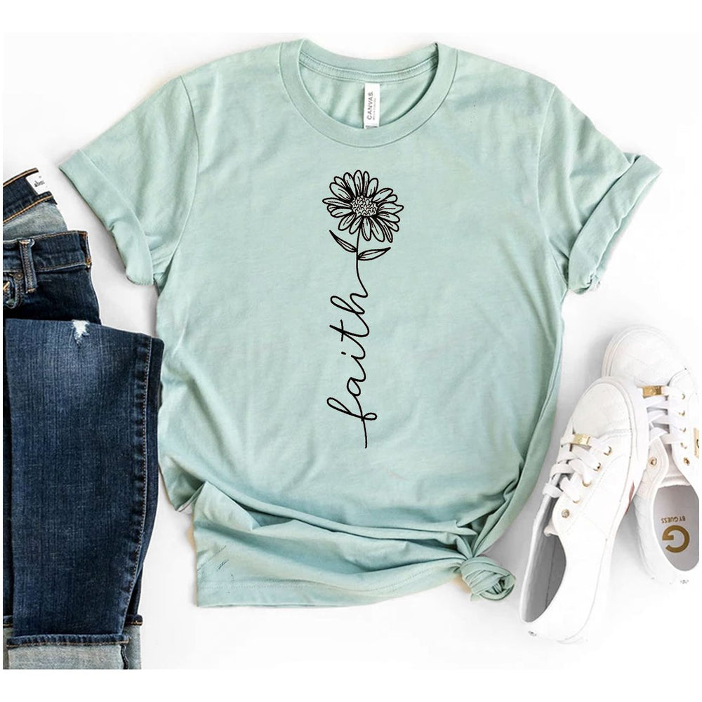 Faith-flower-T-shirt-premium-quality