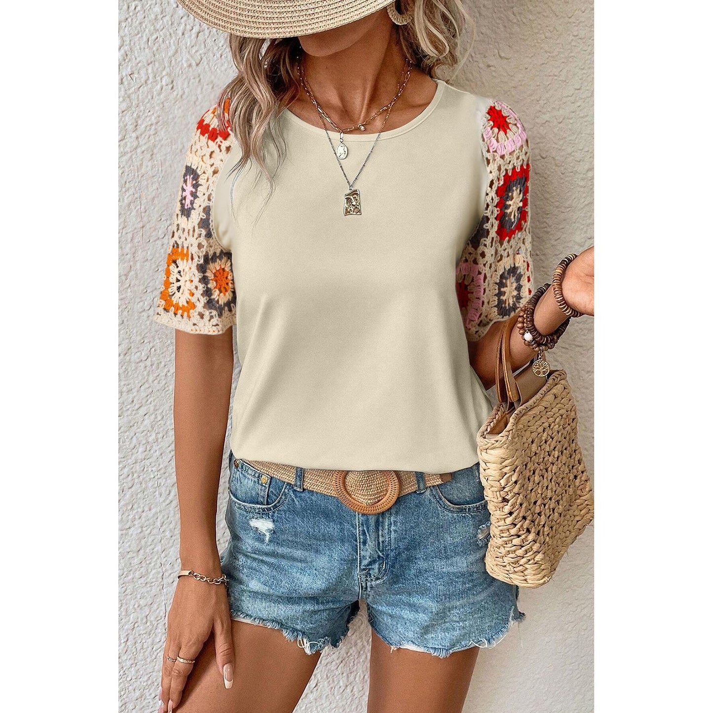 Floral-Crochet-Short-Sleeve-Top