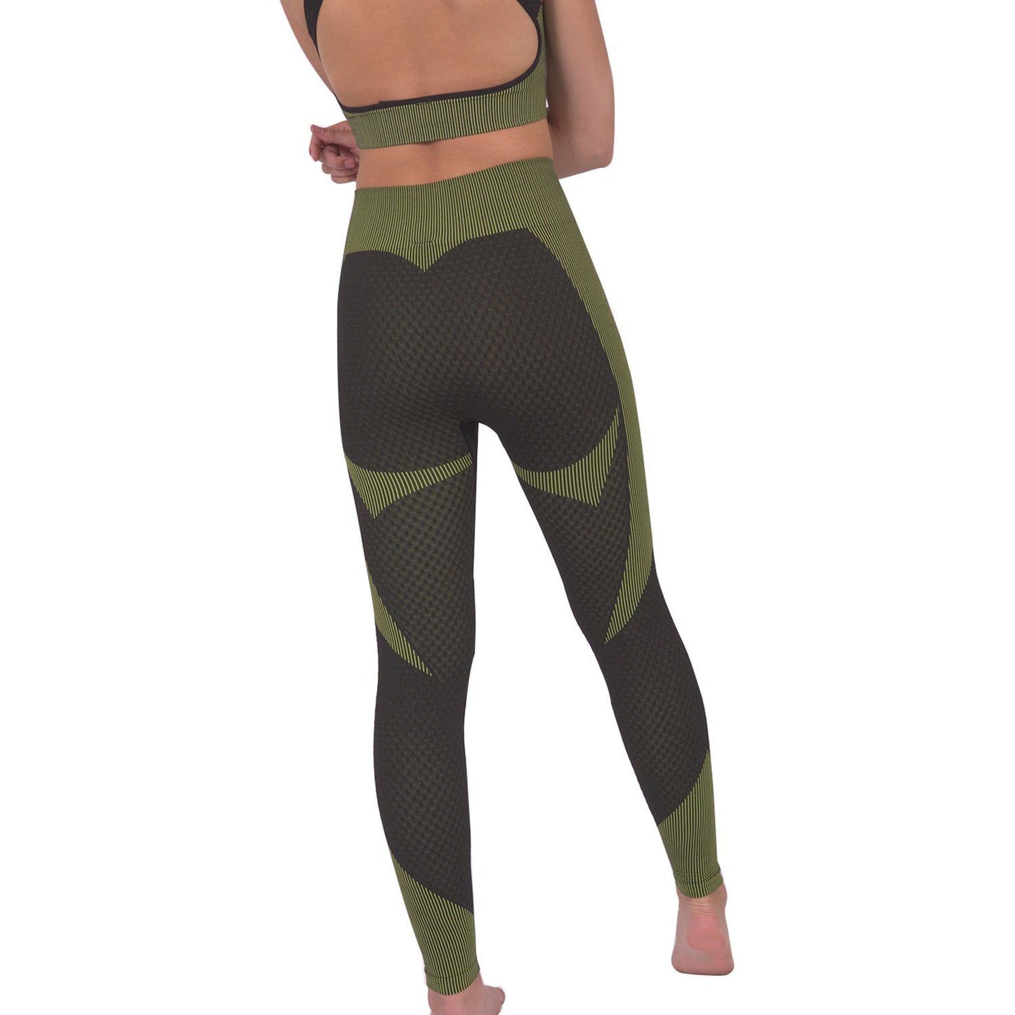 Black-with-Green-Trois-Seamless-Legging 