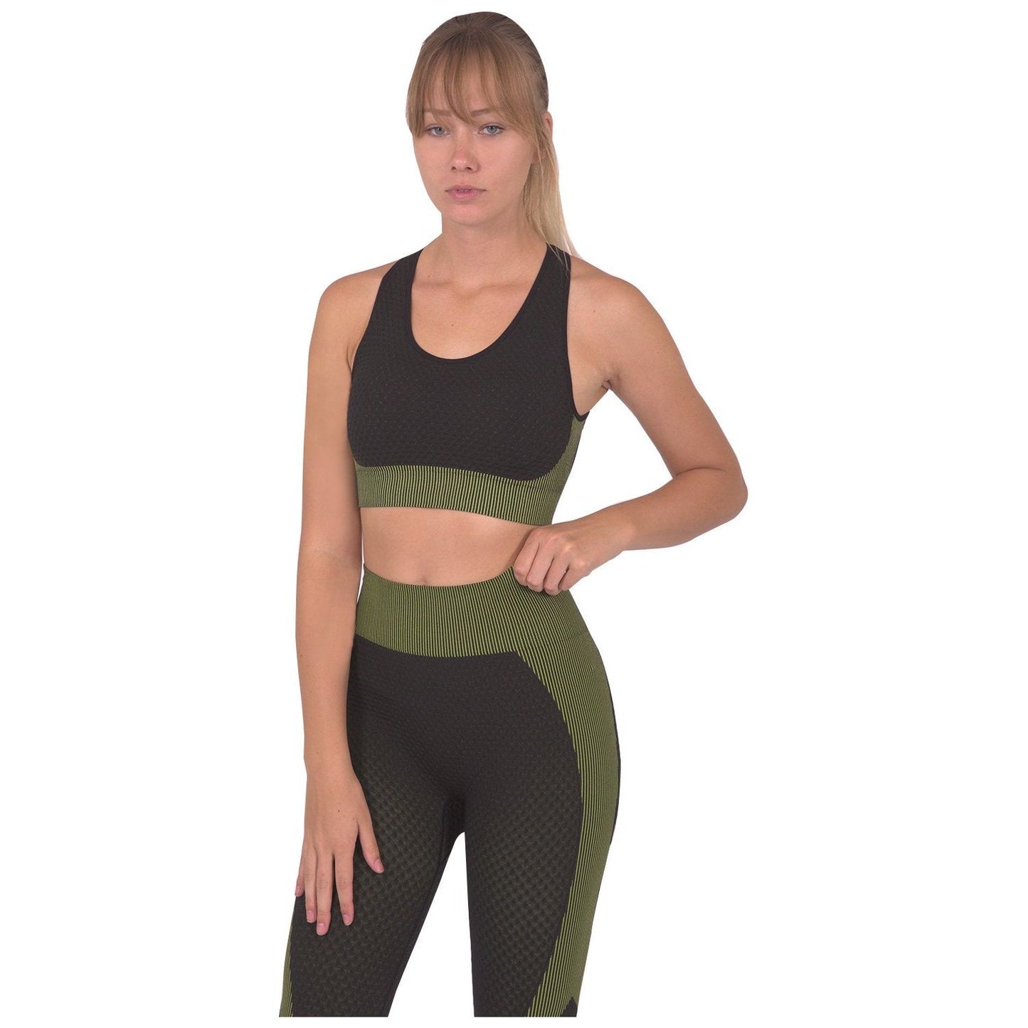 Black-with-Green-Seamless-Sports-Bra