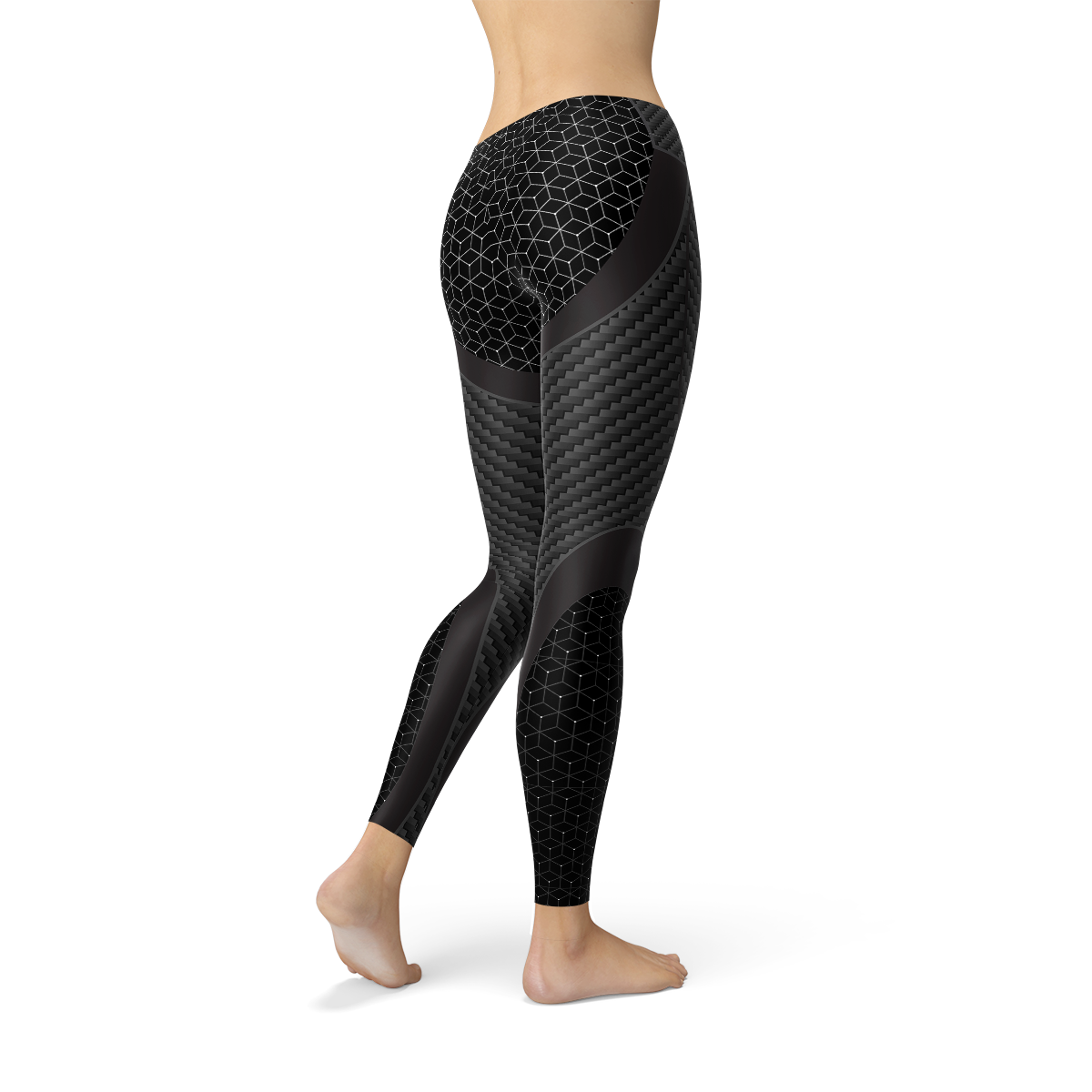 Womens-Black-Carbon-Fiber-Sports-Leggings