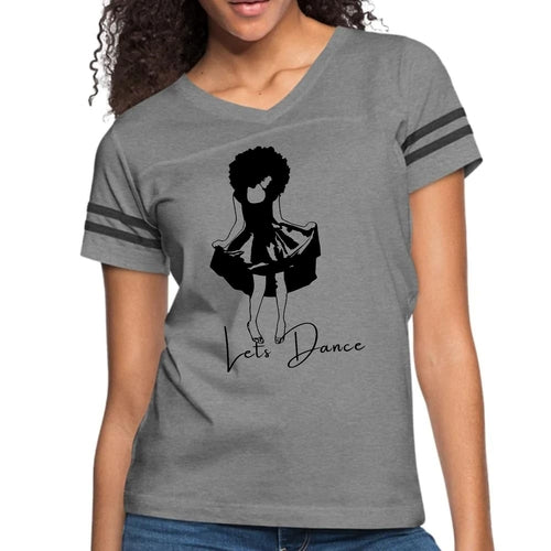 V-neck-short-sleeve-T-shirt-Say-it Soul-Lets-Dance-Gray
